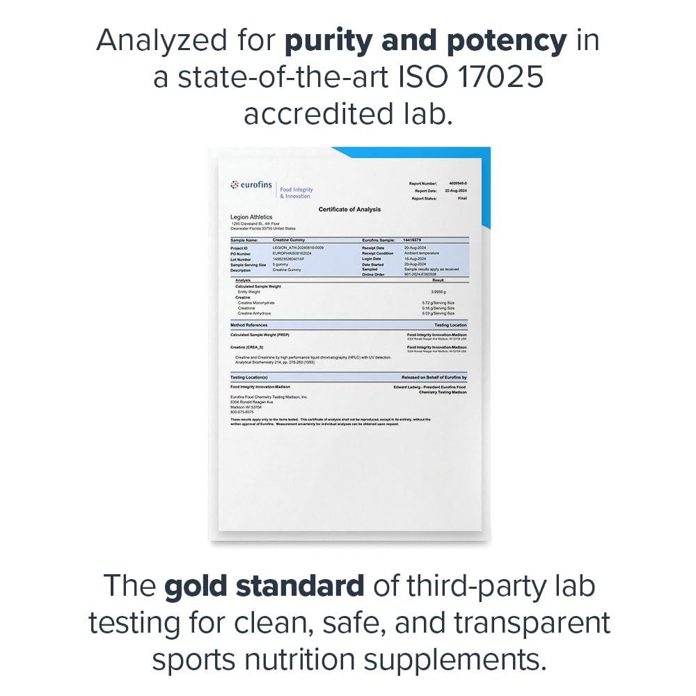 LEGION LEGION Creatine Monohydrate Gummies - Clean Creatine Gummies for Muscle Gain, Improving Endurance & Post Workout Recovery - Creatine Supplement for Maximum Absorption (150 Lemon Drop Gummies)