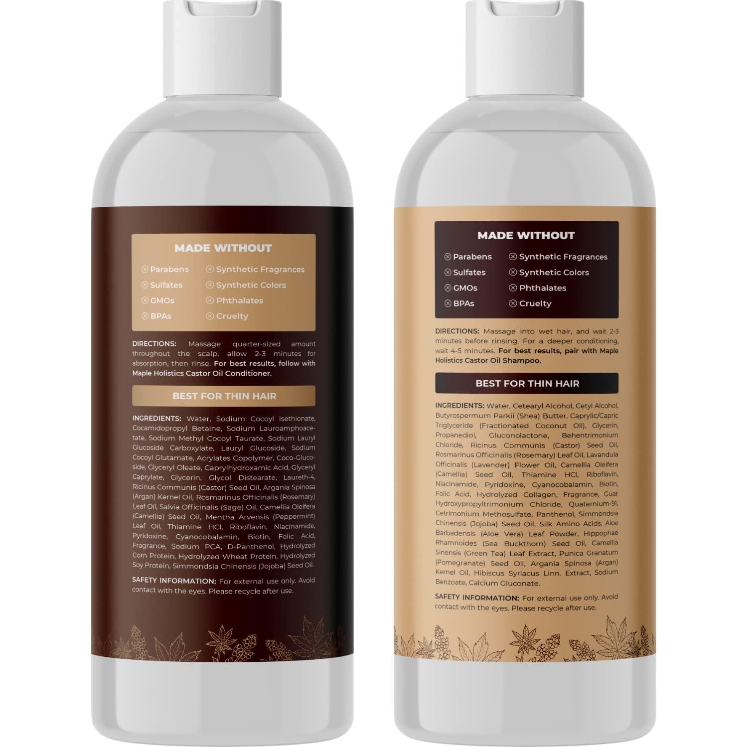 Maple Holistics Volumizing Shampoo and Conditioner Set with Biotin for Hair Growth - For Women and Men