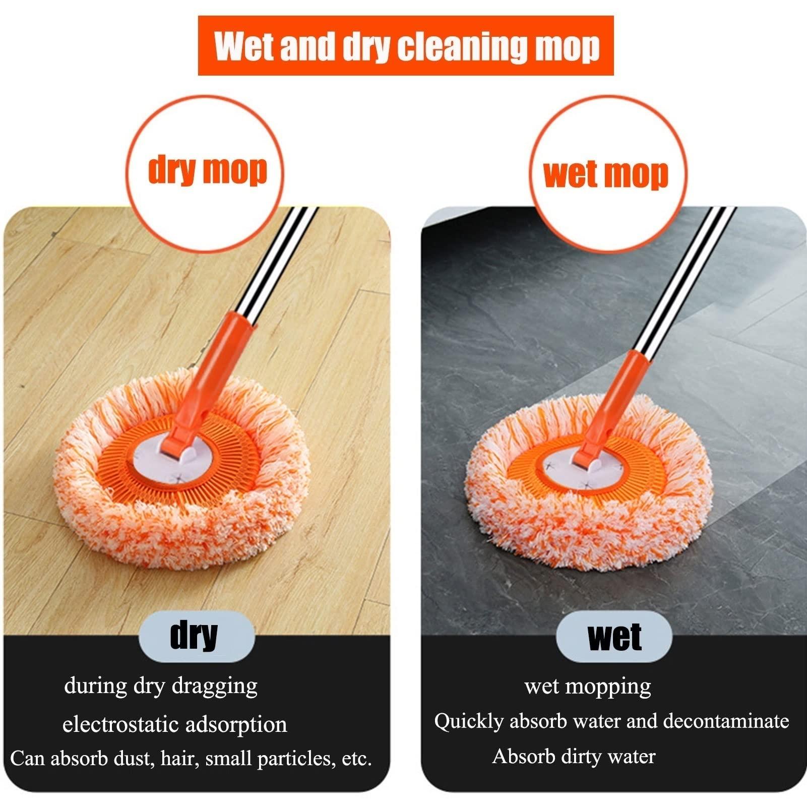 Kwnces Rotatable Adjustable Hardwood Floor Cleaning Mop,Long Handle Wall Mop with 2 Reusable Microfiber Pad for Cleaning Floor Kitchen Tile Walls Ceilings (Size : 68.9in)