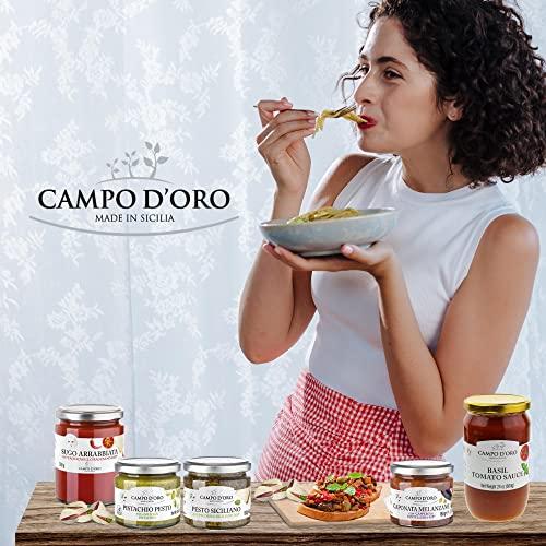 CAMPO D'ORO Pistachio Pesto, Paste, UnSweetened, Sicilian Pesto Sauce, Savory, Creamy, Spreadable, 6.35oz, Sicily, Italy. By Campo D\'Oro