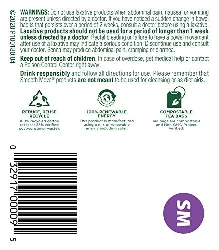 Traditional Medicinals Traditional Medicinals Organic Smooth Move with Senna Herbal Tea, Relieves Occasional Constipation, (Pack of 3) - 48 Tea Bags Total