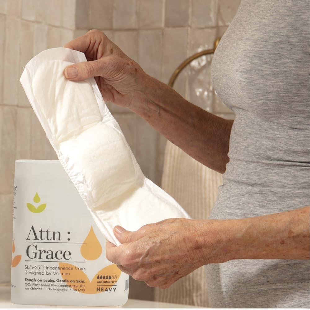 ATTN : GRACE Attn: Grace Heavy and Ultimate Incontinence Pads for Women (28 Pads Per Pack/56 Total)- High Absorbency Sensitive Skin Protection for Bladder Leakage or Postpartum/Discreet, Breathable, & Plant-Based