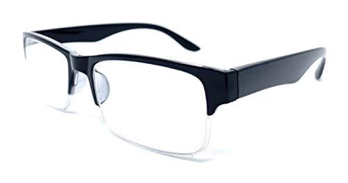 Incredible Bargains The Boston Half Rim Reading Glasses, Unisex Semi Rimless Square Readers with TR-90 Frame + 3.25 Black
