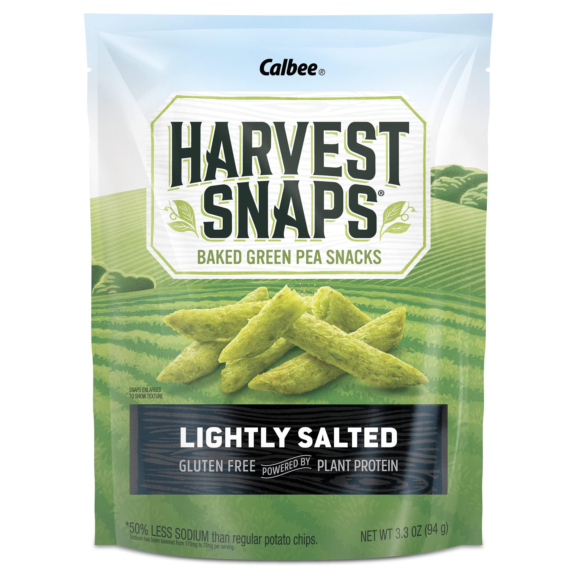 HARVEST SNAPS Harvest Snaps Veggie Chips (Green Pea Snack Crisps Lightly Salted, 3.3 oz) | Powered by Plant Protein, Gluten Free, Non-GMO Baked Vegetable Crisps | Made in USA (12 Pack)