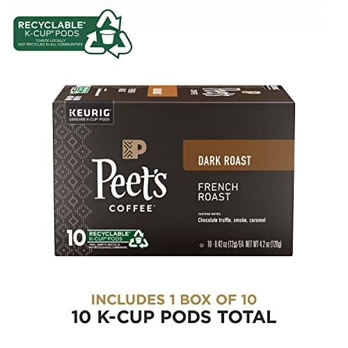 Peet's Coffee Peet's Coffee, Dark Roast K-Cup Pods for Keurig Brewers - French Roast 10 Count (1 Box of 10 K-Cup Pods)