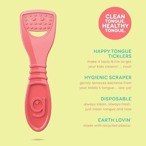 Grin GRIN Kiddo Tongue Cleaner, 32 Count, Disposable Tongue Cleaner, Hygienic Scraper, Jumbo Grip, Recycled Plastic, Keep Kiddos Healthy, Promote Fresh Breath