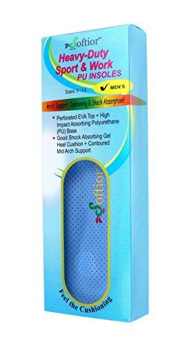 Softior Softior Heavy-Duty Sport & Work Arch Support PU Insoles for Sport Work Hiker Shoes Boots,Men's Sizes 7-13 Blue