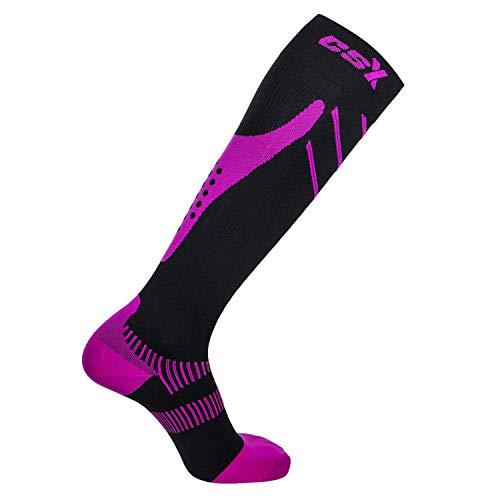 Champion CSX CSX Compression Socks for Men and Women, Knee High, Recovery Support, Athletic Sport Fit, Pink on Black, X-Small (15-20 mmHg)