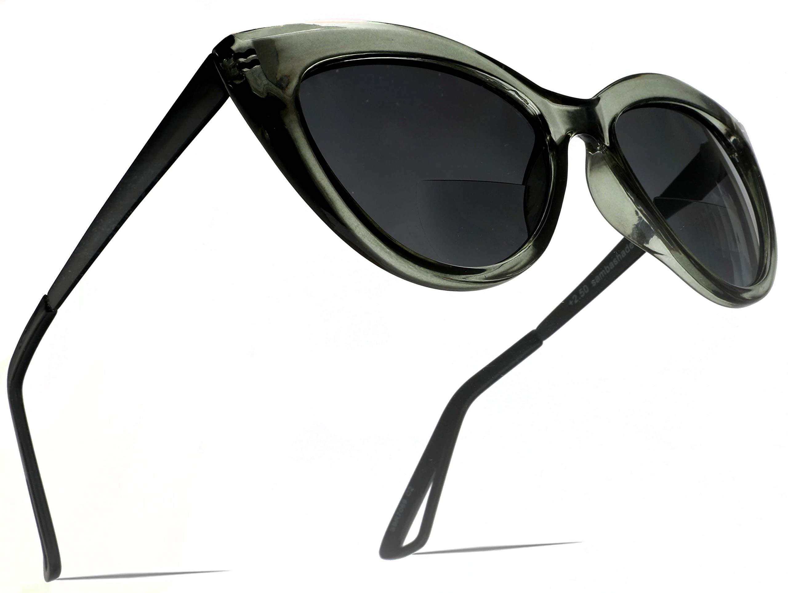 SAMBA SHADES SAMBA SHADES Bifocal Reading Sunglasses Fashion Cat Eye Sunglass Readers Oversized Women\'s CatEye Glasses Green Rx 1.50