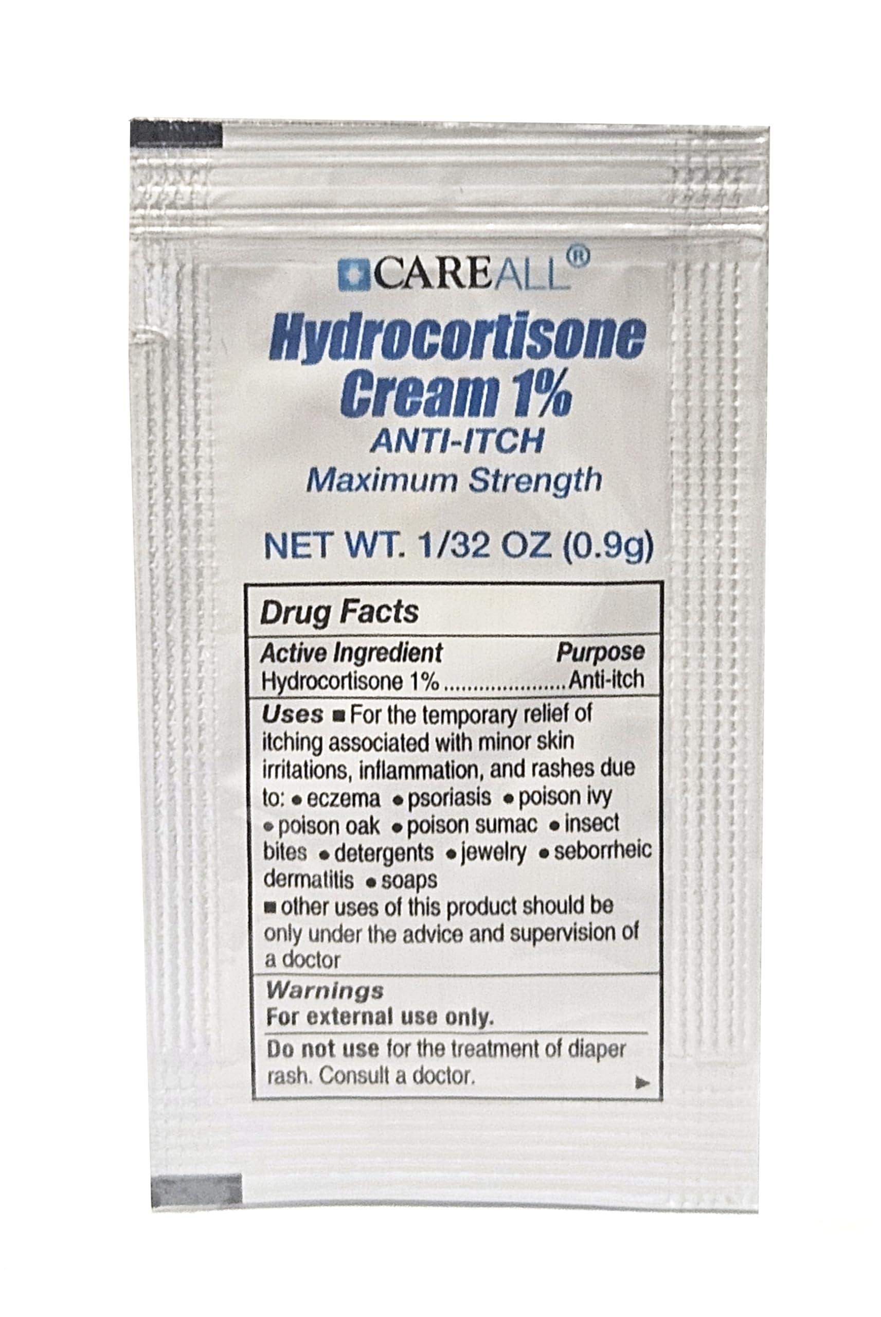 CareAll CareAll Hydrocortisone Cream 1% (25 Pack), 0.9gr Foil Packet, Maximum Strength Formulation, Anti-Itch Rash Skin Cream Relieves Itching, Redness, Eczema, Insect Bites, Poison Ivy, and Psoriasis