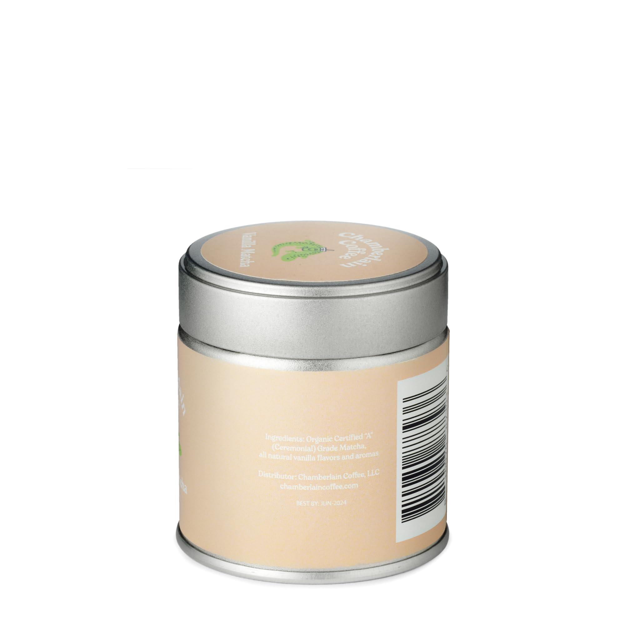 Chamberlain Coffee Chamberlain Coffee Vanilla Matcha Green Tea Powder - Madagascar Vanilla + Ceremonial Grade Matcha - Hot or Iced - Organic, Vegan & Gluten-Free Matcha Powder - 1.06 oz