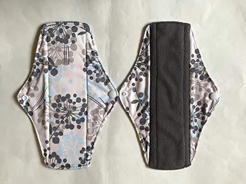 MUMBABY 5 Pieces Charcoal Bamboo Mama Cloth/ Menstrual Pads/ Reusable Sanitary Pads (Silver, Regular (10 inch))