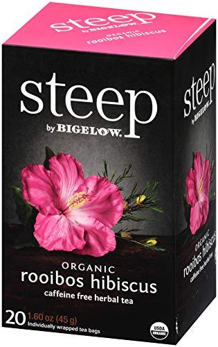 Bigelow Tea steep Organic Rooibos Hibiscus Herbal 20 Count Box, Certified Organic, Gluten-Free, Kosher Tea in Foil-Wrapped Bags