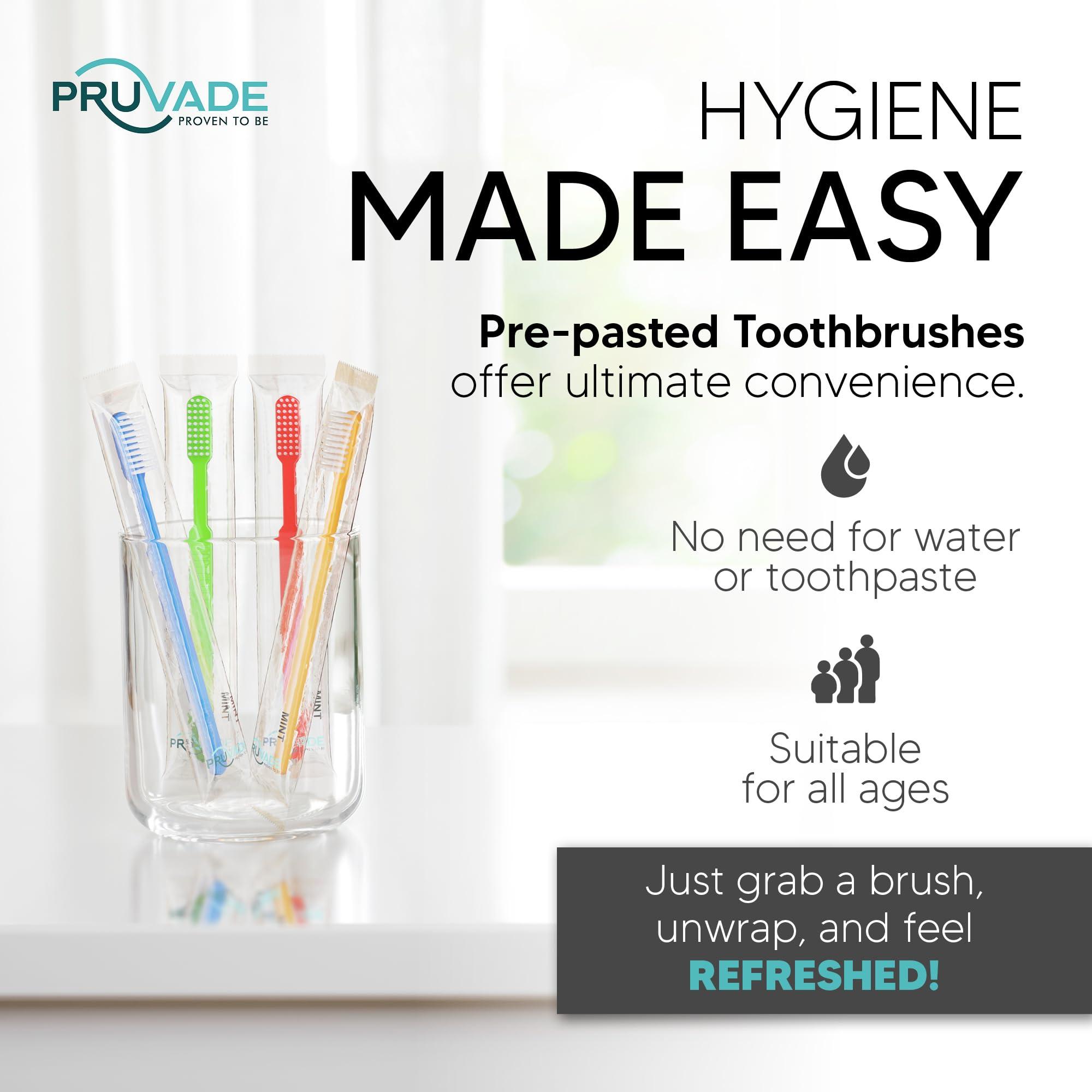Pruvade Pruvade 150 Pack Disposable Toothbrushes with Toothpaste, Built in | Prepasted Toothbrushes Individually Wrapped | Single Use Waterless Tooth Brush Soft Bristles for Airbnb, Hotel, Camping, Travel