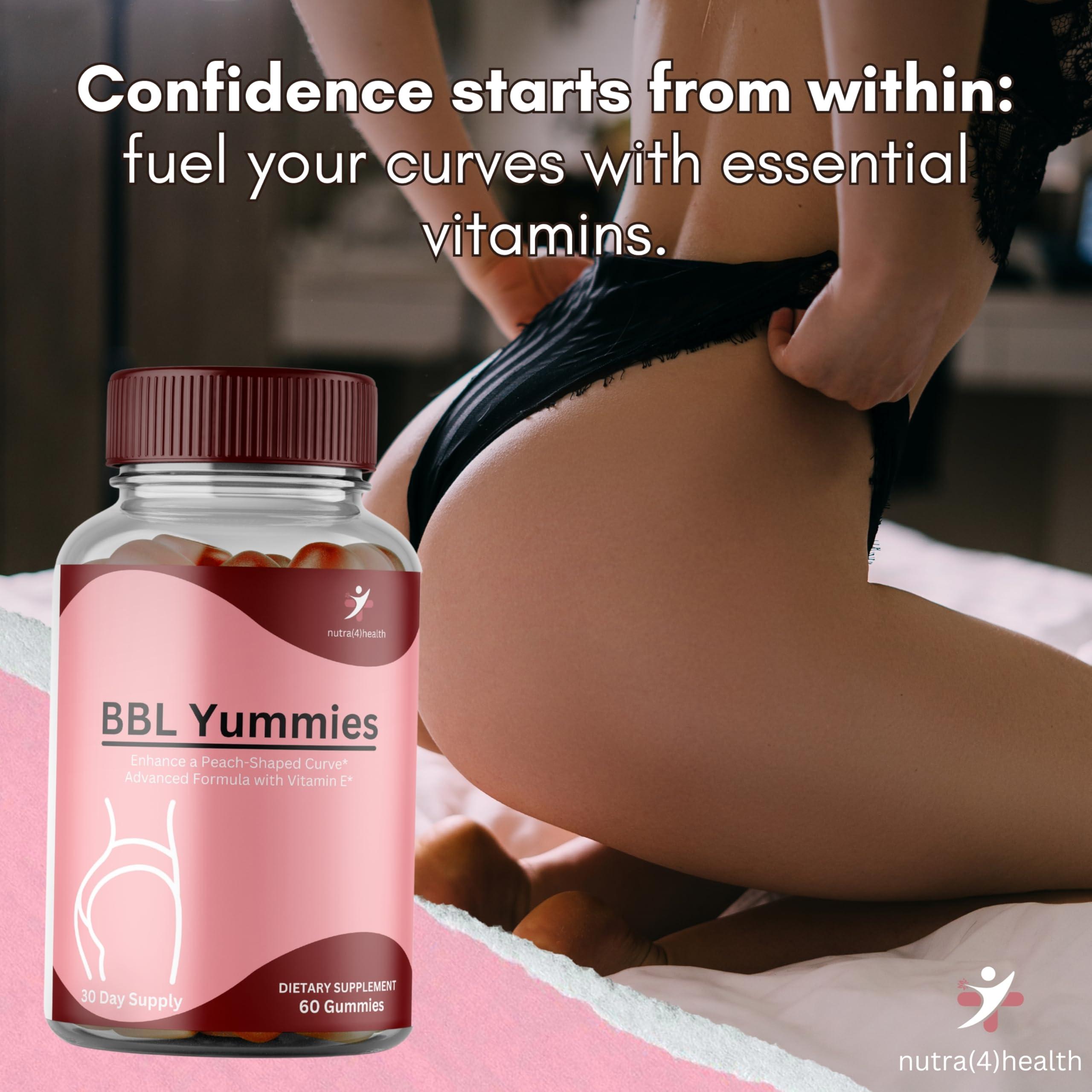 nutra4health nutra4health BBL Yummies Butt Gummies Enhancing Gummy Supplement, Big Booty Enhancer, Multivitamin for Women, Glute Boost Vitamins for a Max Gains & Natural Curves, Workout Support, 60 Gummies