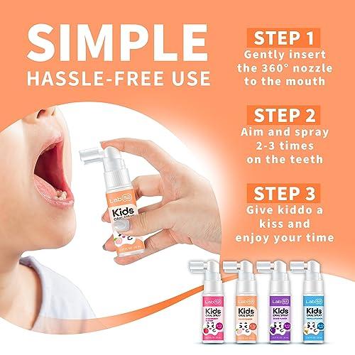 LAB 52 LAB52 Kids Oral Spray, Toddler Toothpaste Helper for Cavity Repair and Fresh Breath, Children Anticavity with Fluoride Free for Newborn to Preschoolers, Xylitol Grape Flavor