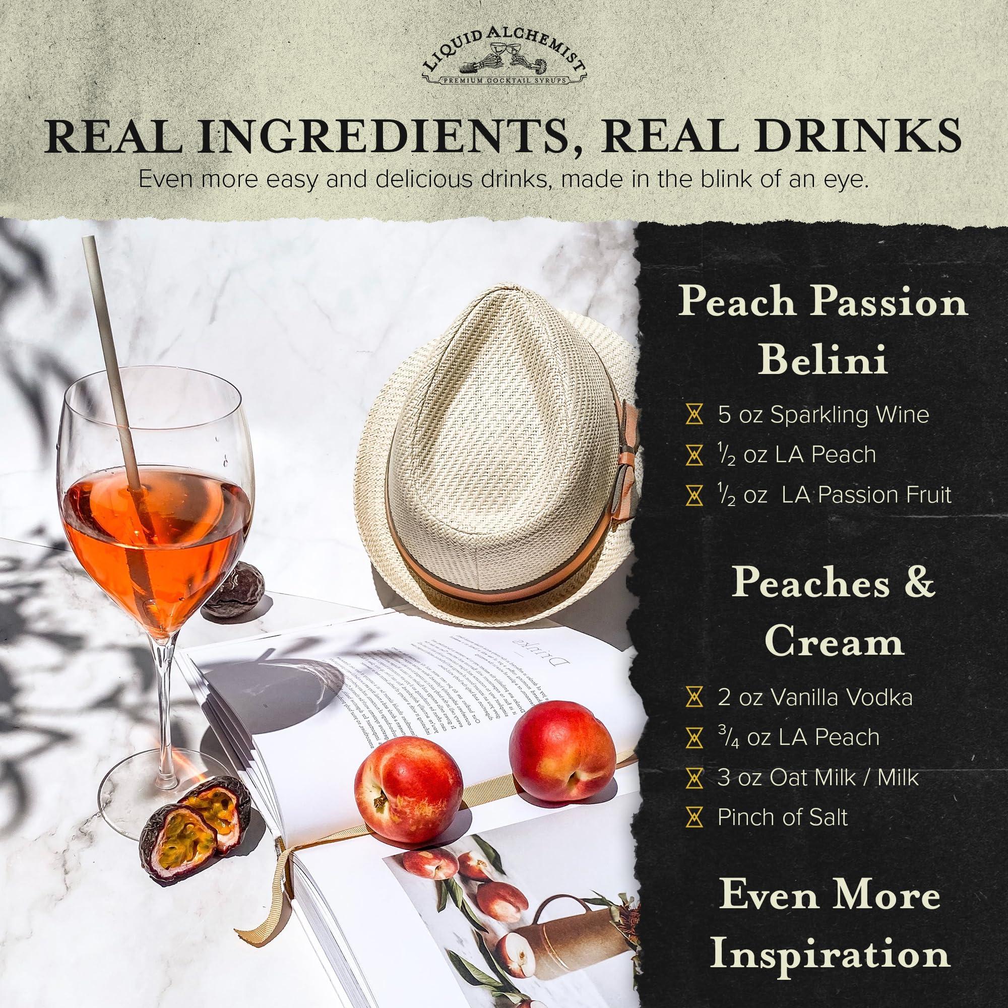 Liquid Alchemist Liquid Alchemist Peach Syrup for Drinks - Real Ingredients Make our Peach Puree for Cocktails a Perfect Peach Bellini Mix - Our Peach Flavoring Syrup is Non-GMO & Vegan - Peach Cocktail Syrup (25 oz)