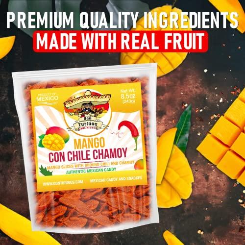 DON TURINOS ¡QUE RICOS! Chili Chamoy Mango Slices, 8.5 oz. Bag of Authentic Mexican Dry Fruit Candy, Sweet and Spicy Flavor, Fresh and Natural Dulce Mexicano, by Don Turinos