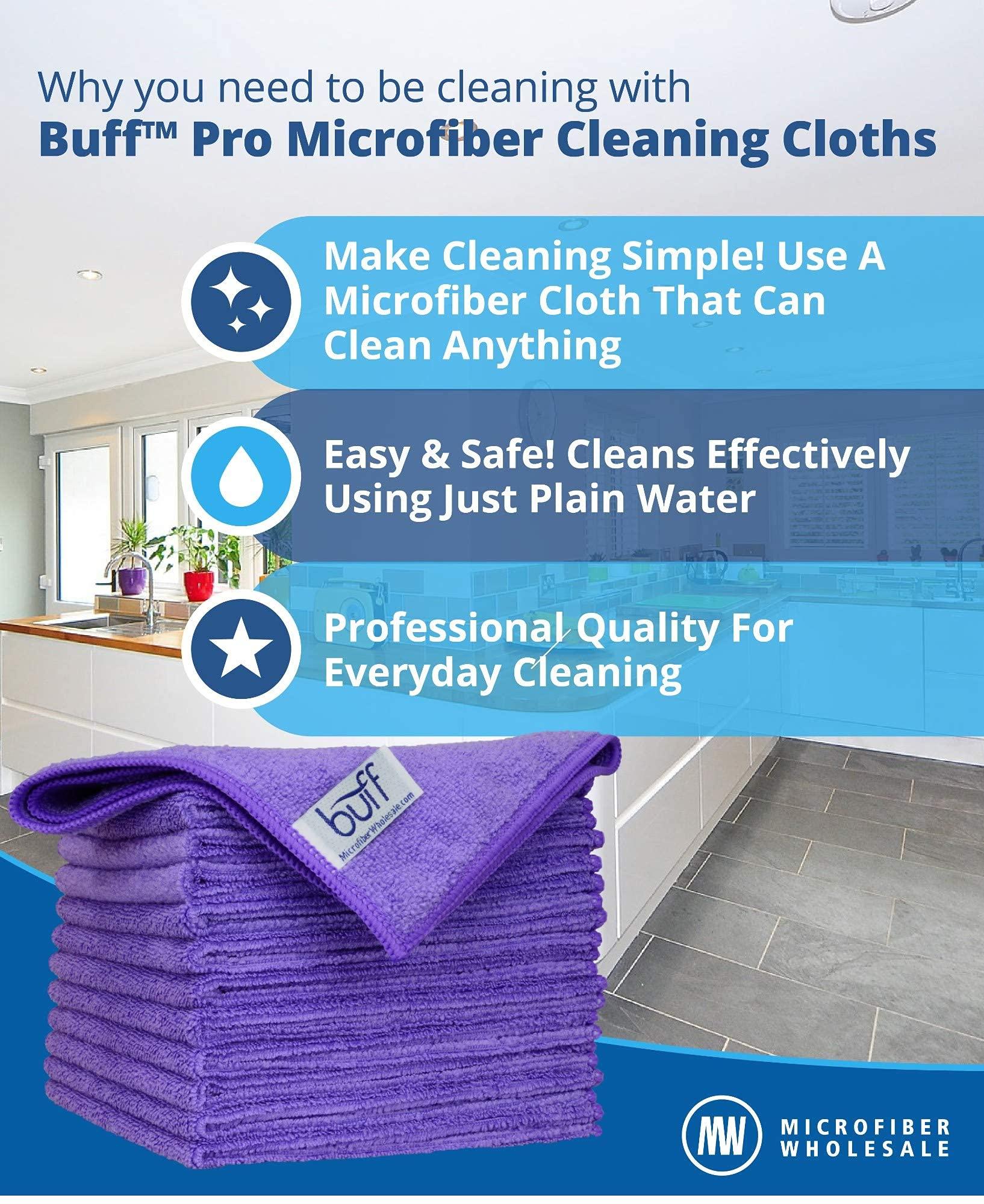 Microfiber Wholesale MW Pro Bulk Microfiber Cleaning Cloths Wholesale | Purple - Case: 384 Quantity | Size 12\" x 12\" | Premium Microfiber Towels for Cleaning Glass, Kitchens, Bathrooms, Automotive