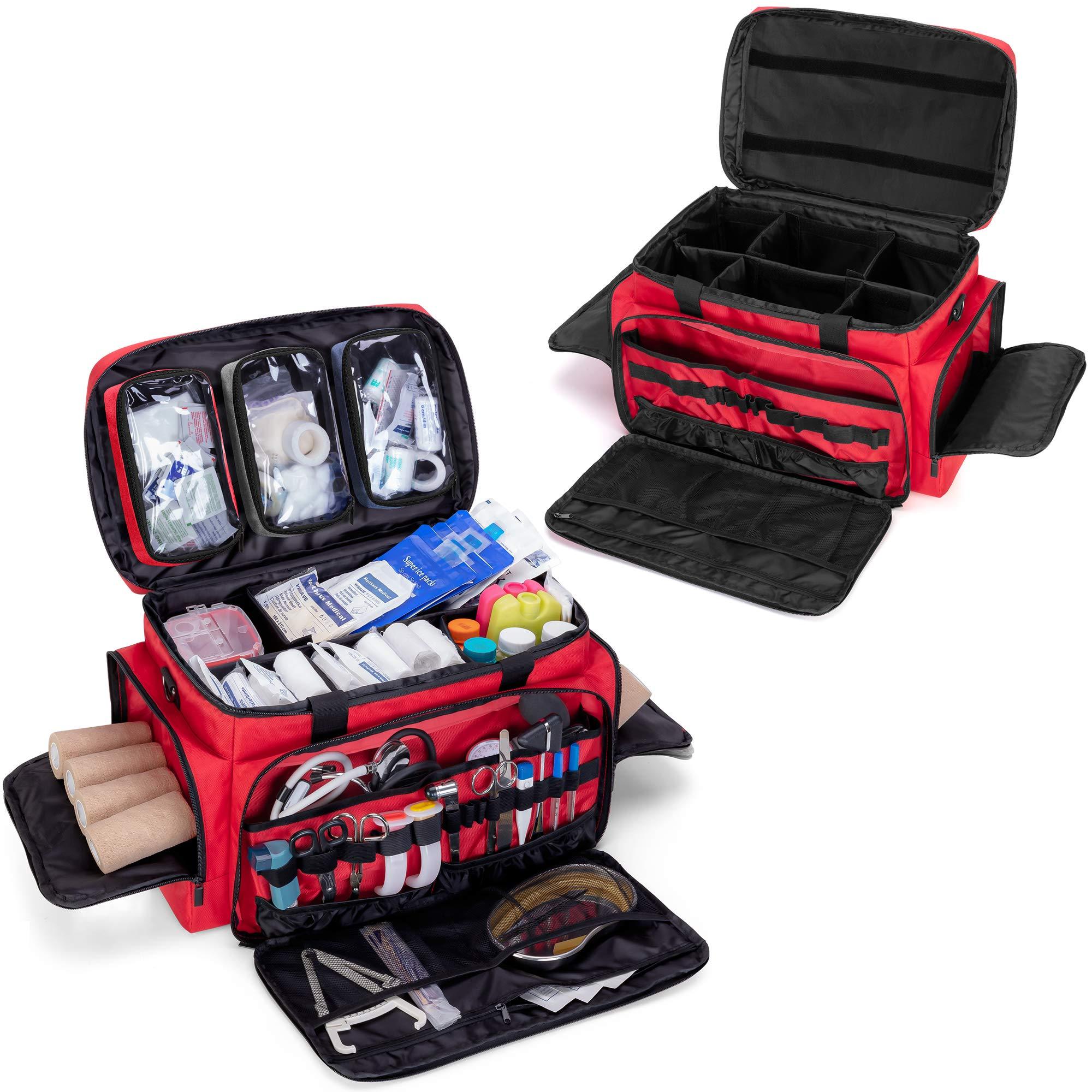 Trunab Trunab First Aid Bag Empty, Professional Medical Bag Emergency Responder Trauma Bag with Inner Dividers and No-Slip Bottom, Ideal for EMT, EMS, Paramedics, Bag ONLY