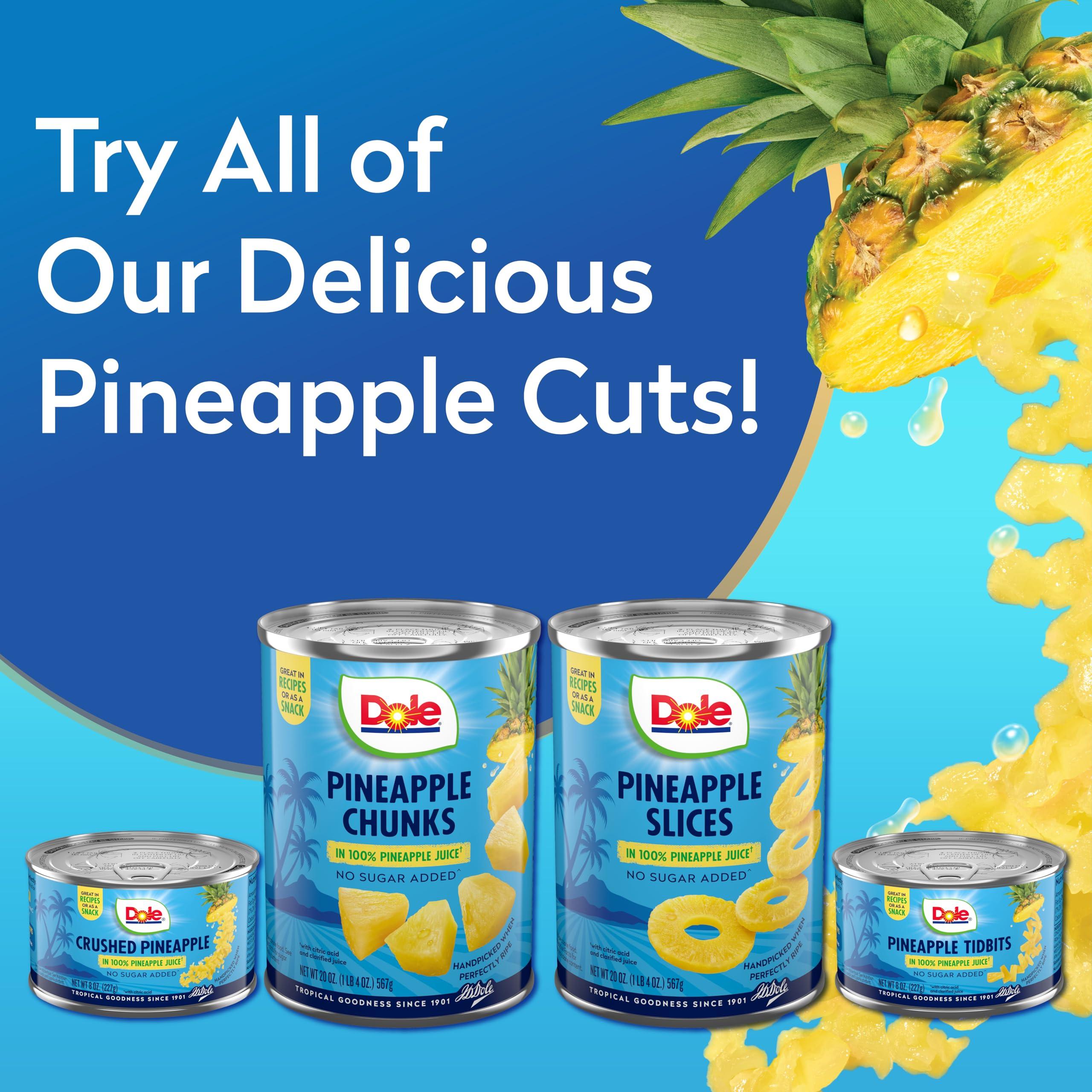 Dole Dole Canned Fruit, Crushed Pineapple in 100% Pineapple Juice, Gluten Free, Pantry Staples, 20 Oz, 12 count, Packaging May Vary
