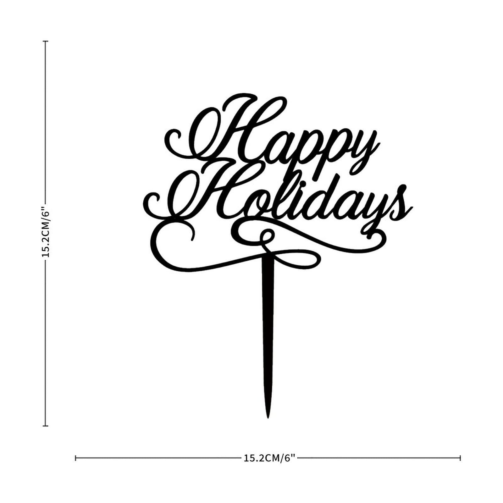 CustonCares Happy Holidays Cake Topper Santa Sleigh And Reindeer Happy Birthday Cake Picks 2022 Winter Festival Snowman Acrylic Black Valentines Day Nuptial Decoration Supplies Decorative Gifts for Men Adults