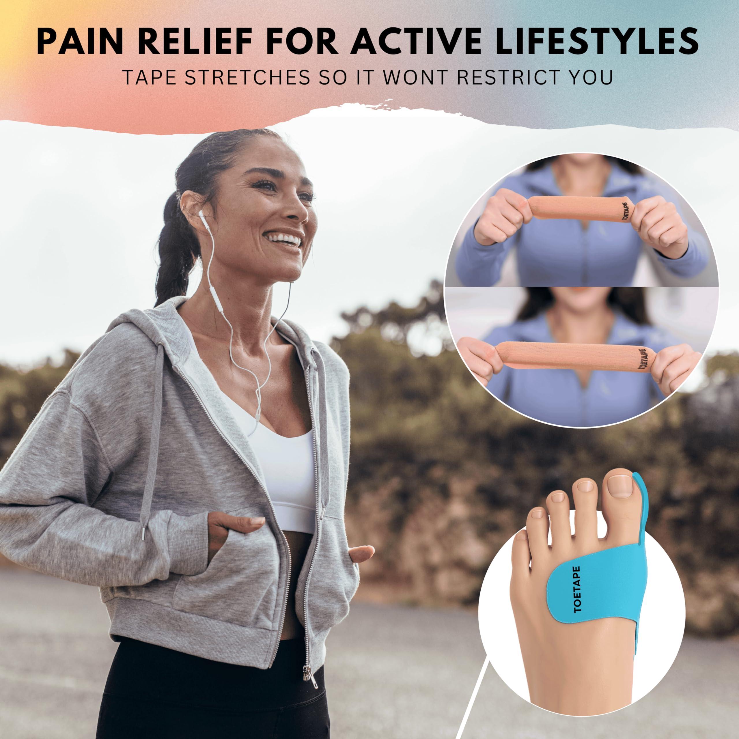 ToeTape Bunion Correction & Pain Relief Tape | 40 Count | Precut Kinesiology Tape for Bunions, Big Toe Sprains, Pain Relief and Support | Hypoallergenic and Sweatproof (Nude)