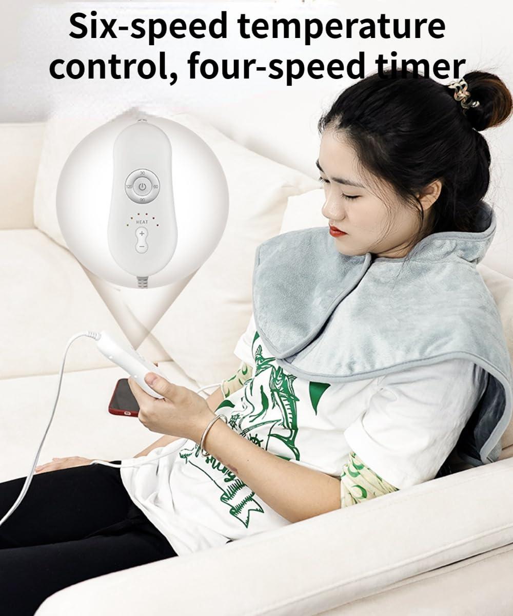 BeyondNice Heating Pad for Neck and Shoulders Weighted Neck Heating Pad for Pain Relief 6 Heat Settings 4 Timers Auto Off Gifts for Women Men Mom Dad