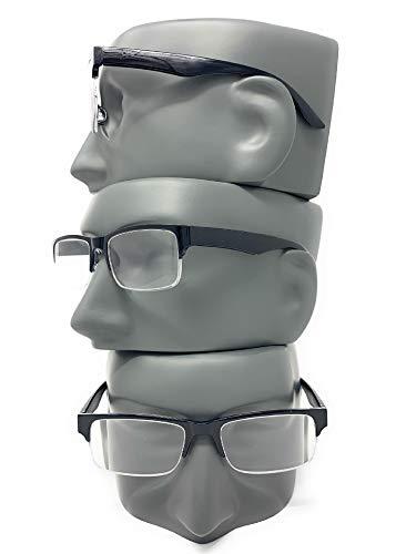 Incredible Bargains The Boston Half Rim Reading Glasses, Unisex Semi Rimless Square Readers with TR-90 Frame + 3.25 Black