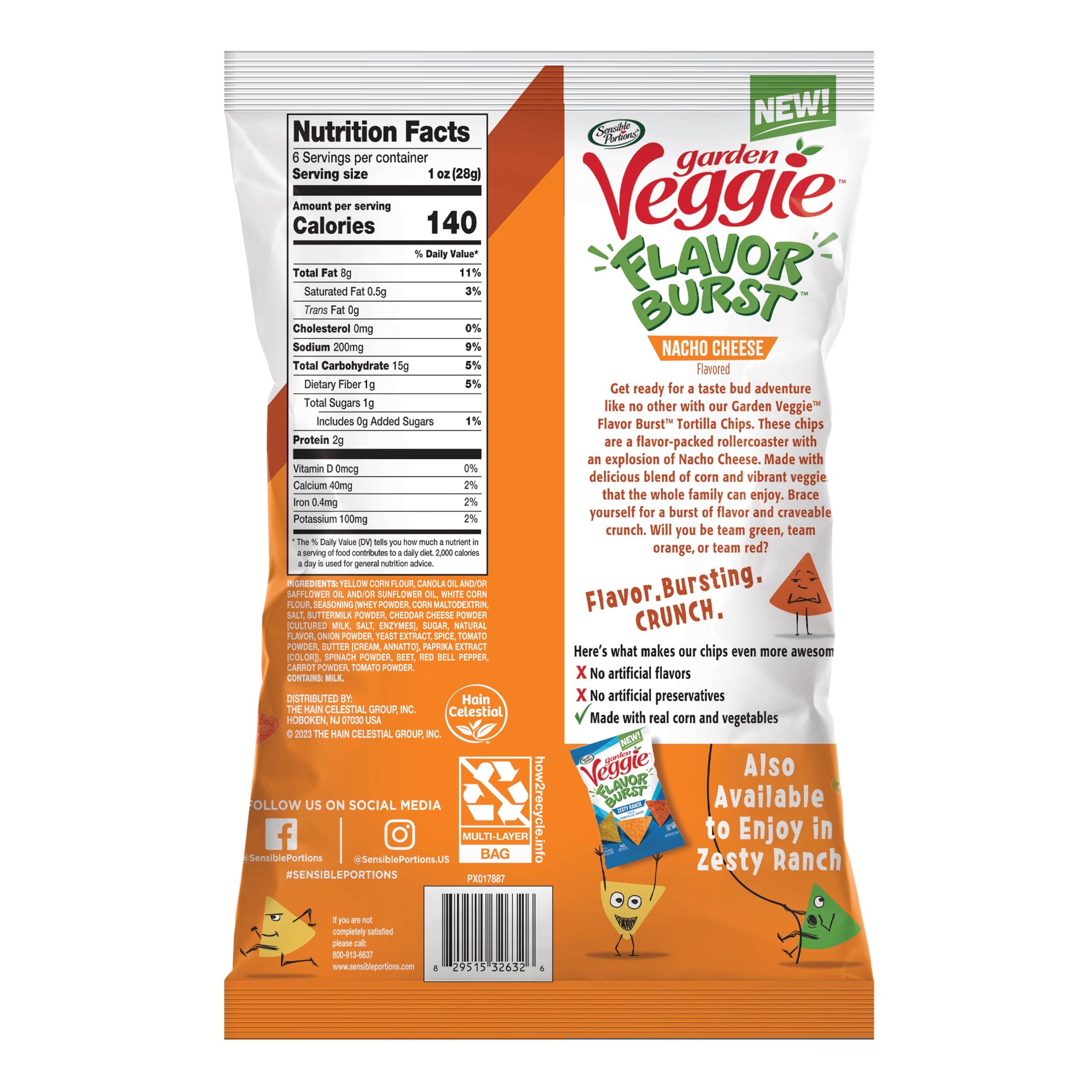 Sensible Portions Sensible Portions Garden Veggie Flavor Burst Tortilla Chips, Nacho, 6 Oz (Pack of 6)