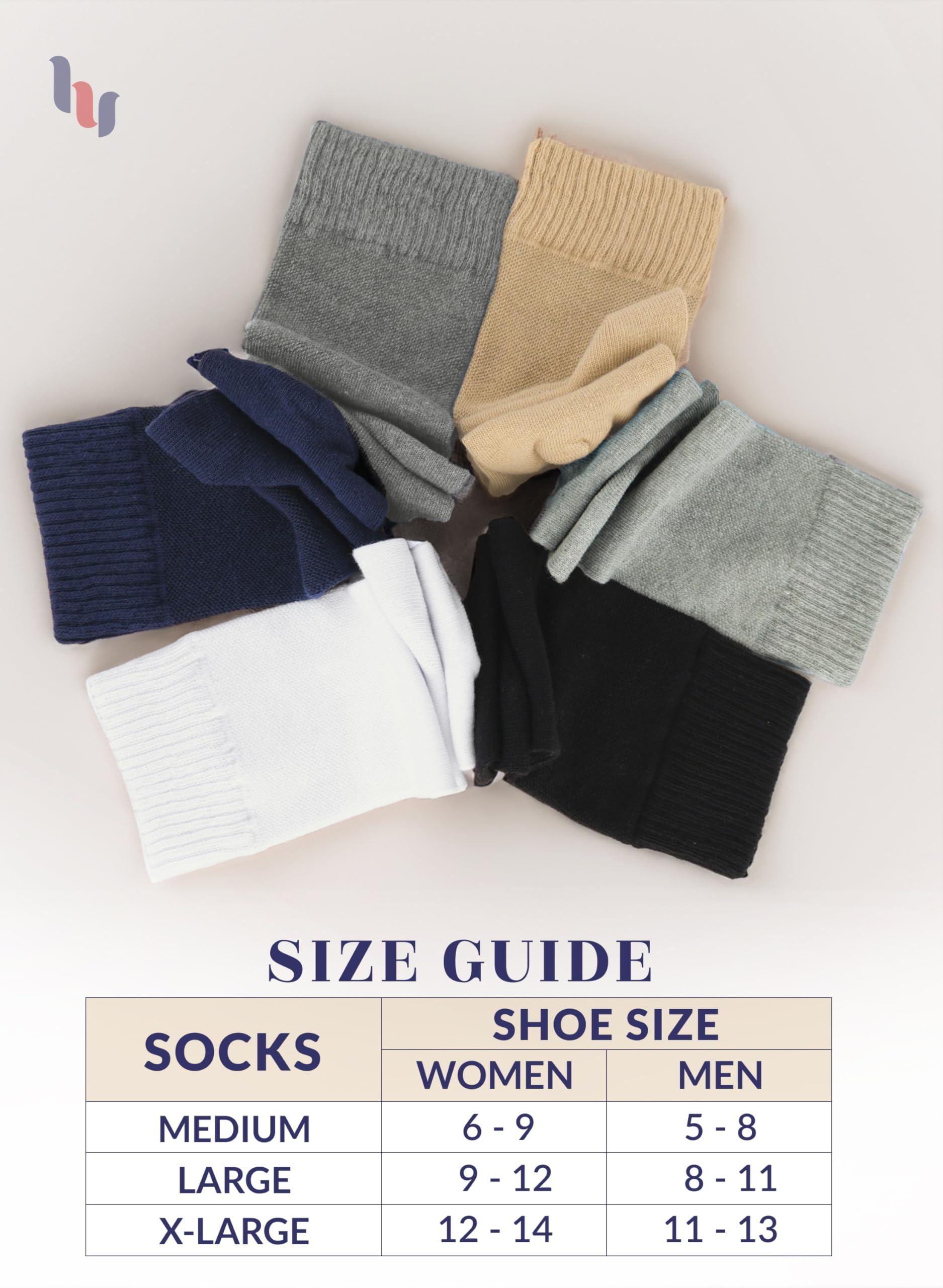 Hugh Ugoli Hugh Ugoli Men\'s & Women\'s Cotton Diabetic Crew Socks, Melange Gray, X-Large, Shoe Size: US 12-14 for Women & US 11-13 for Men, 8 Pairs