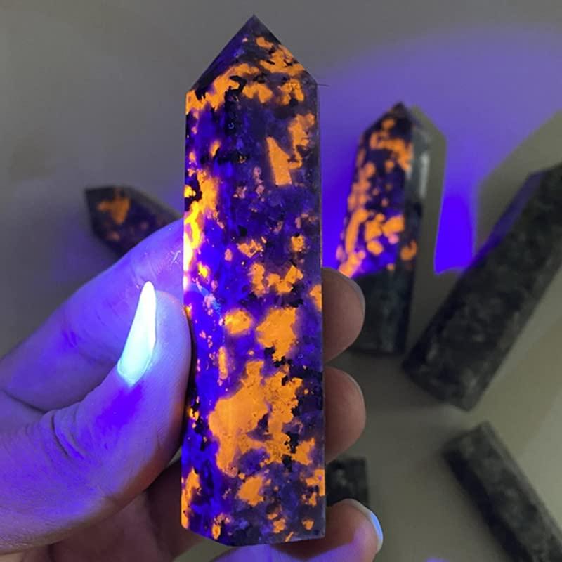 YLLLLY YLLLLY 5A+ Natural Stone Yooperlite Crystals Tower Powerful Chakra Energy Wicca Crystal and Stone Wand Healing Spiritual Witchcraft,yooperlite Stone Rocks. (Size : Height 40-50mm)