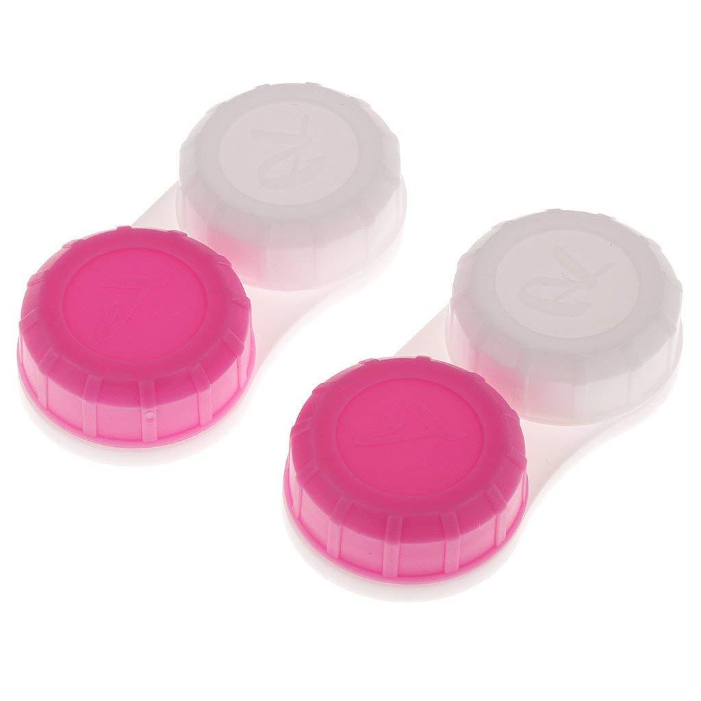 Inzopo Inzopo Double Contact Lenses Container Holder Storage Boxes Soak Eye Care red Pink