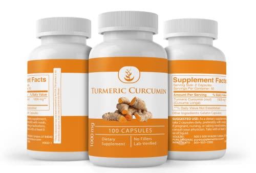 PURE ORIGINAL INGREDIENTS Pure Original Ingredients Turmeric Curcumin (100 Capsules) No Magnesium Or Rice Fillers, Always Pure, Lab Verified