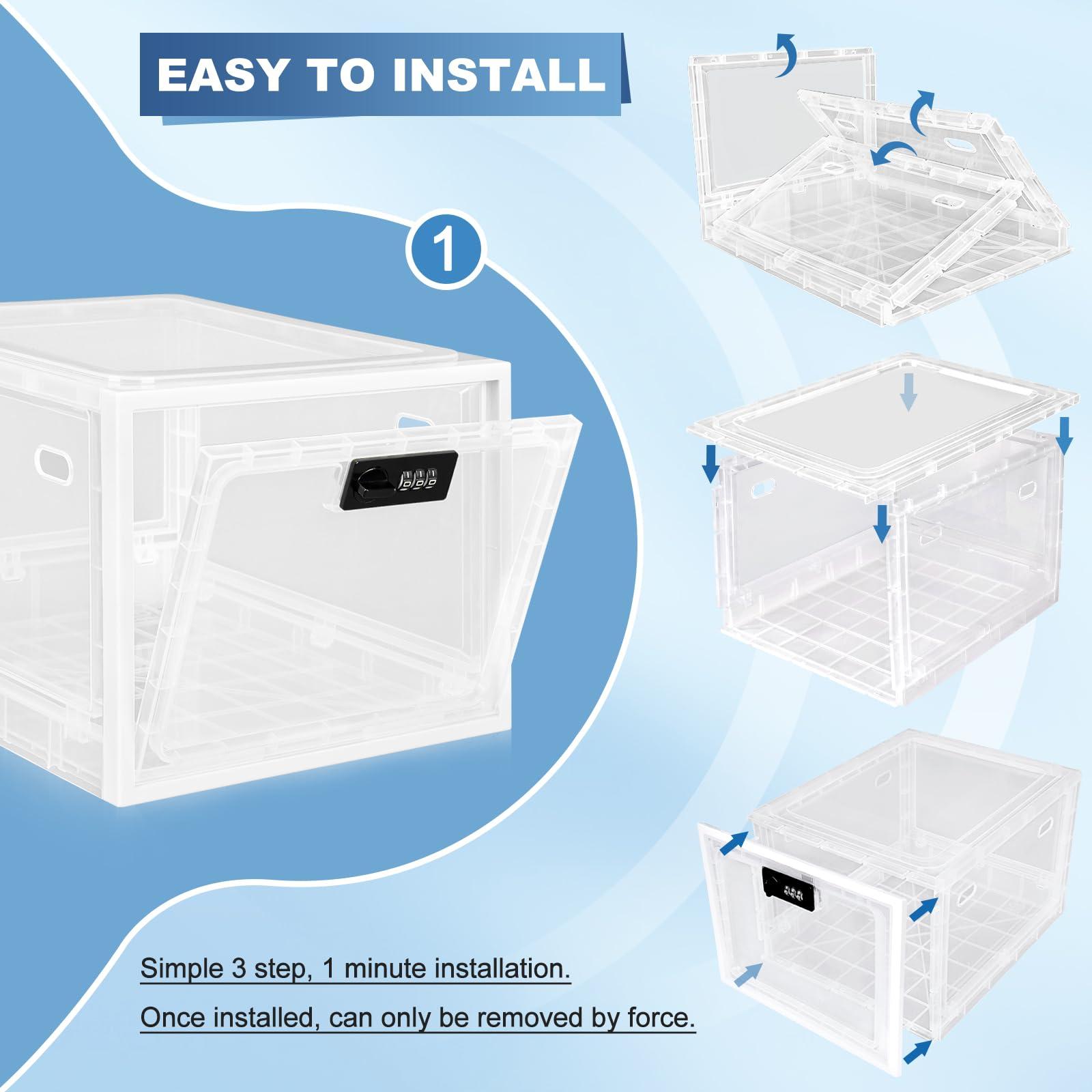 Gemaxvoled Medicine Lock Box for Safe Medication, Premium Material Lockable Storage Box Locking Organizer Bin with Combination Code for Fridge Food/Snacks/Phone/Tablet Jail/Home/Office Storage Lockers