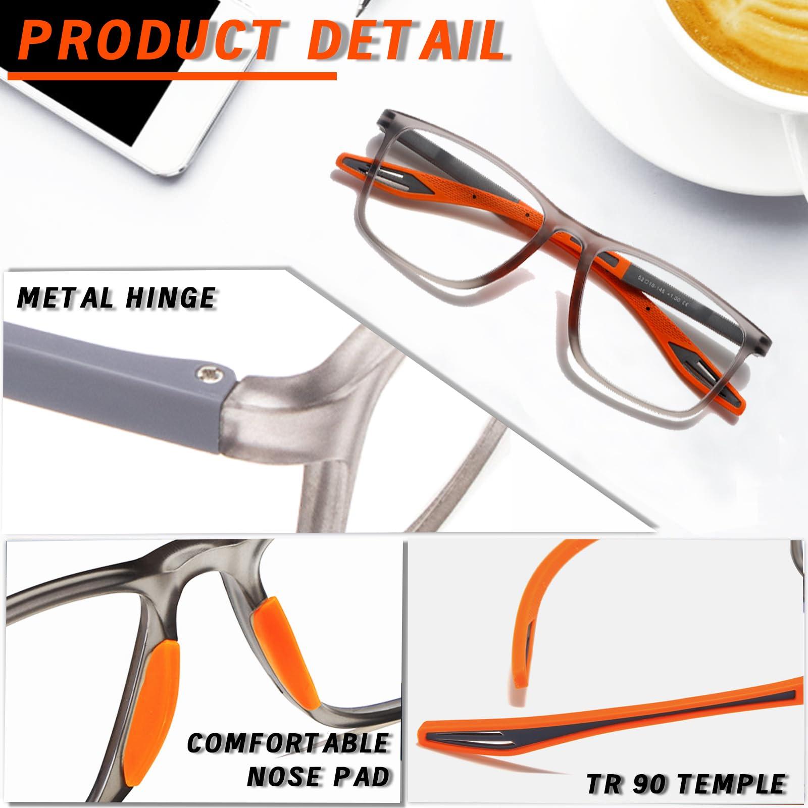 Hubeye Hubeye 5 Pairs TR90 Sports Reading Glasses for Men and Women Ultralight Flexible Anti-Blue Light Readers +1.5