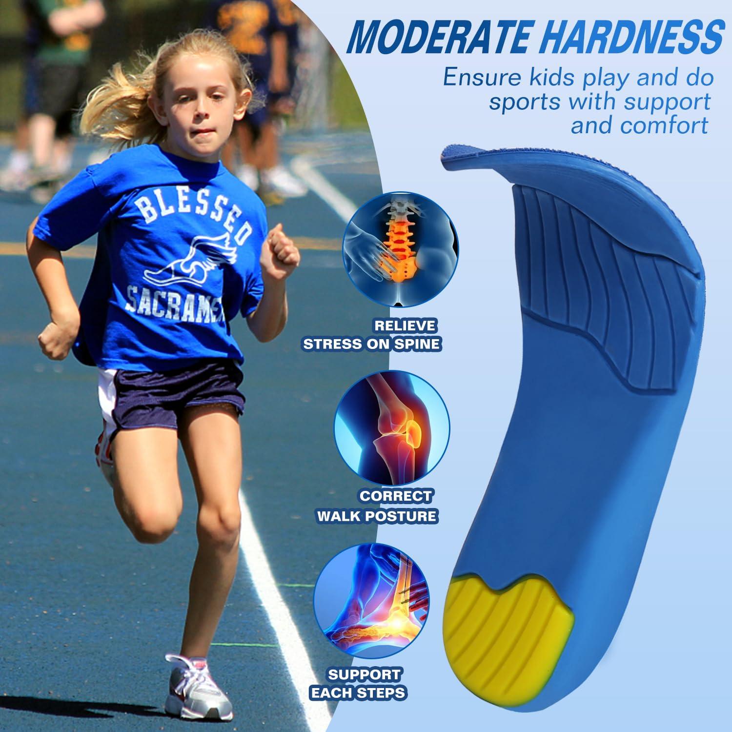 Bacophy Bacophy Kids Orthotic Arch Support Shoe Insoles, Deep Heel Cup, Shock Absorption, Blue