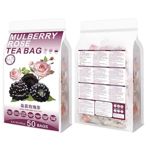 Plant Gift Plant Gift 50 Cups Mulberry Rose Tea Bag ( SANG SHEN MEI GUI CHA) 8.81oz (5g*50bags/250g) Poria cocos, Lily Natural Mixed Herbal Combination of Floral Tea