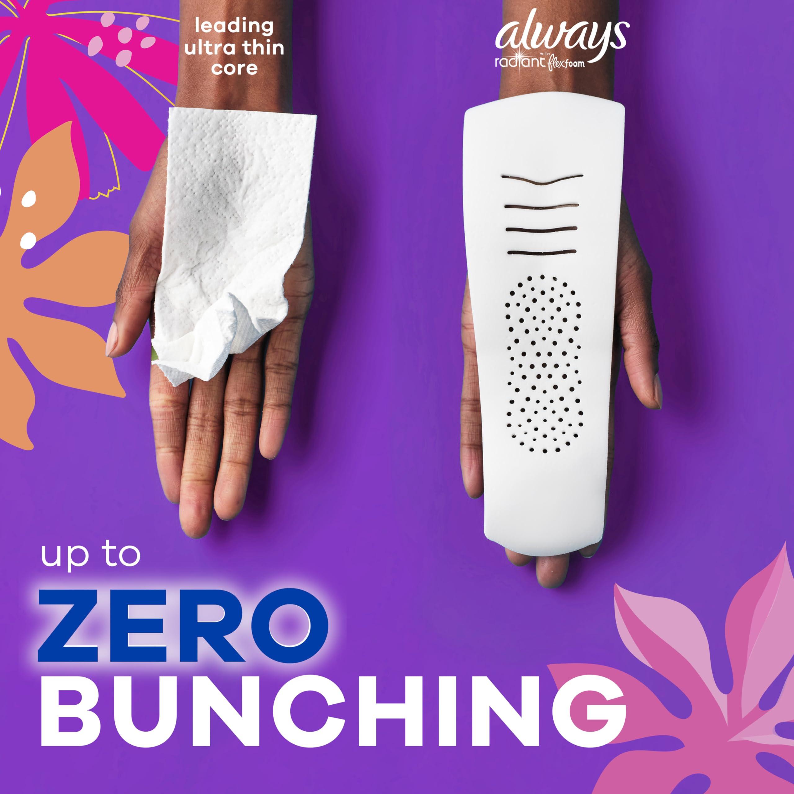 Always Always Radiant Feminine Pads for Women, Size 1 Regular, with Wings, Scented, 42 CT