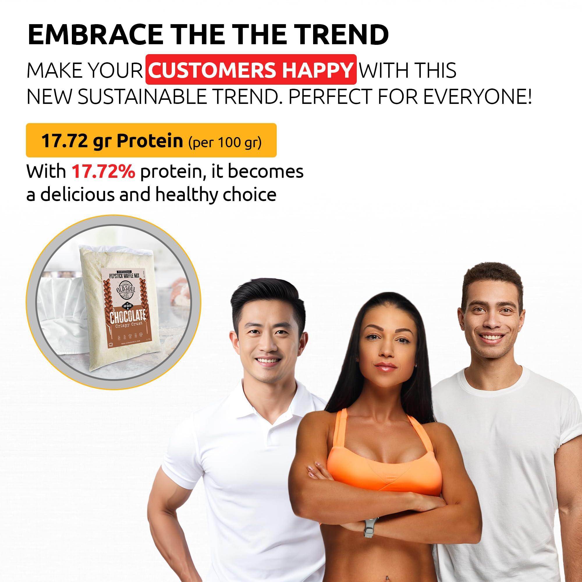 MIXES OLDSOUL OldSoul Professional Popstick Waffle Mix | Stick Waffles Dough Mix | Chocolate Flavor | 30 Lbs | 672 Waffles (30 Lbs, Traditional)