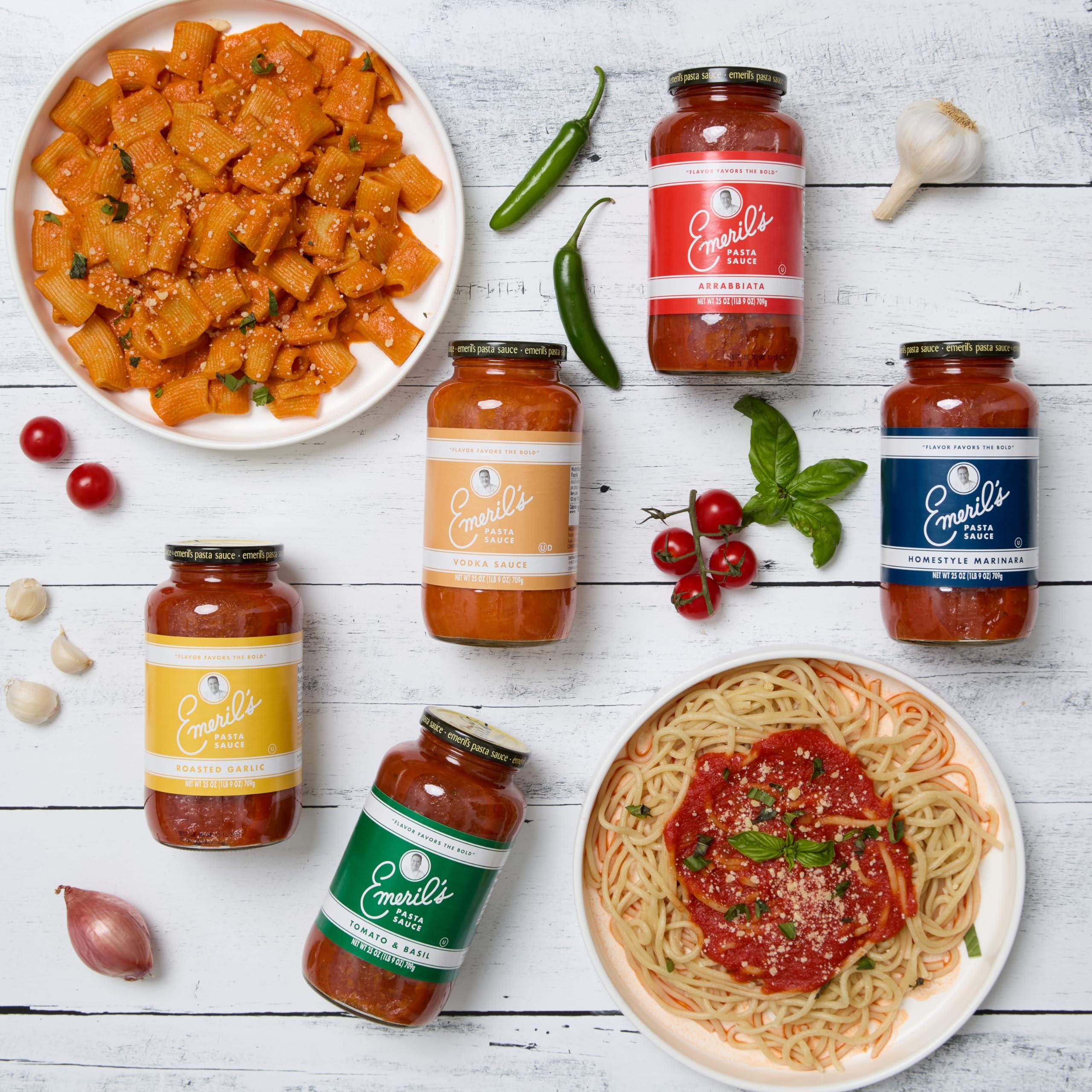 Emeril Lagasse Emeril Lagasse Pasta Sauce Jar 25 Oz Gourmet Pasta Sauces: Arrabbiata, Marinara, Roasted Garlic, Tomato Basil, & Vodka Pasta Sauce Best for Homemade Pasta and Spaghetti Sauce (TOMATO BASIL)