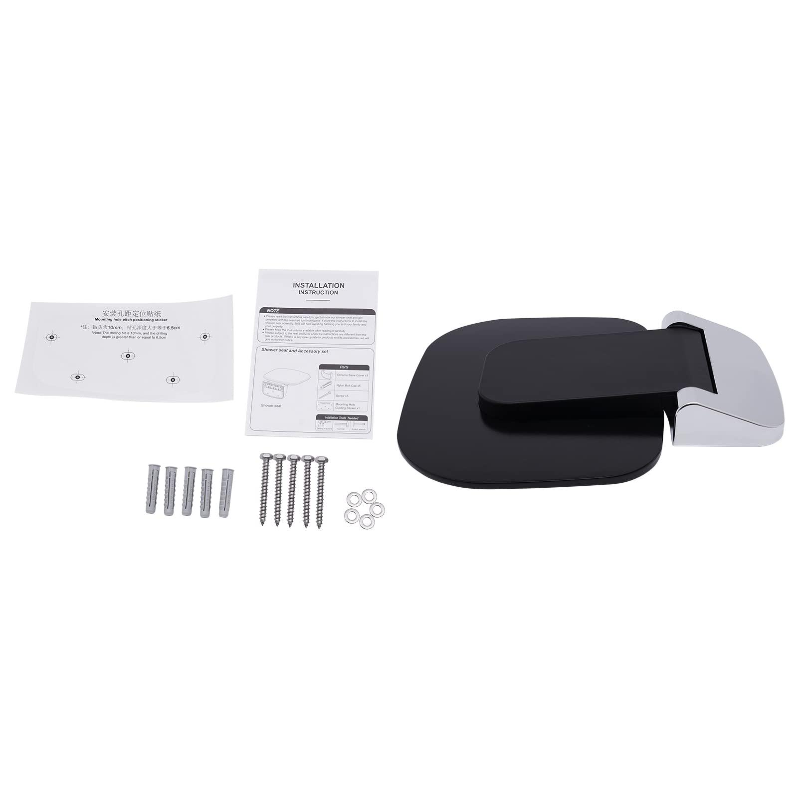 SanBouSi Folding Shower Seat Wall Mounted Up to 440lbs Secure Folding Shower Bench Sturdy Soft-Open Home Care Wall Mounted Medical Foldable Shower Seat for Adults Elderly Disabled Black