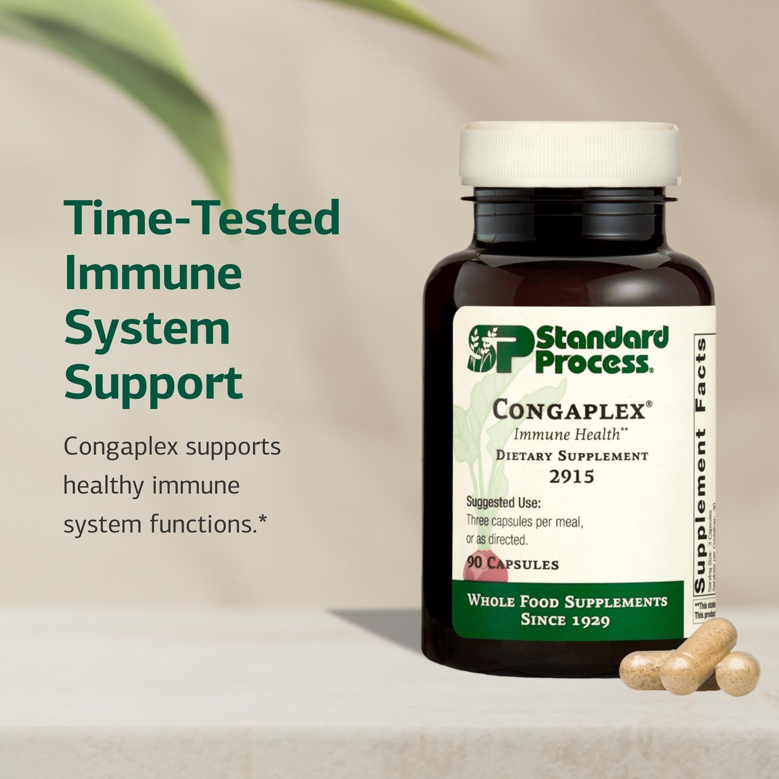 Standard Process Inc. Standard Process Congaplex - Thymus Gland Support Supplement - Support Immune Health with Calcium Lactate, Magnesium, Vitamin C & Vitamin A - Immune System Aid with Mushroom Powder - 90 Capsules
