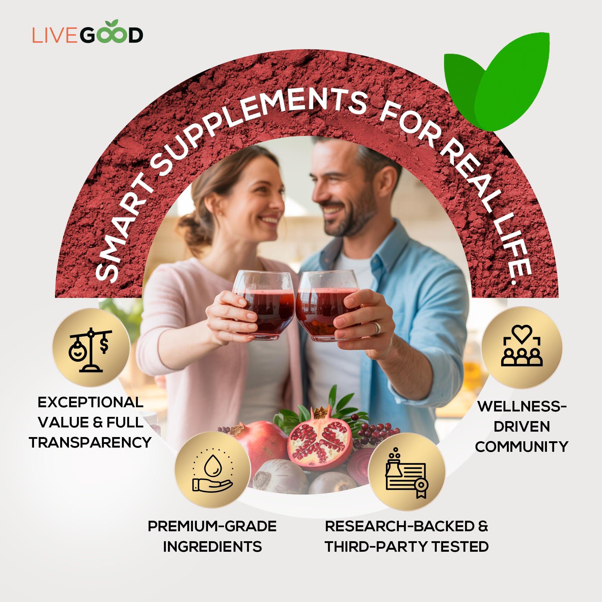 LIVEGOOD LIVEGOOD Organic Super Reds with Alfalfa, Barley Grass, Beet Root, Pomegranite, Grape Seed, Vegan, Gluten Free, 7.2 oz.