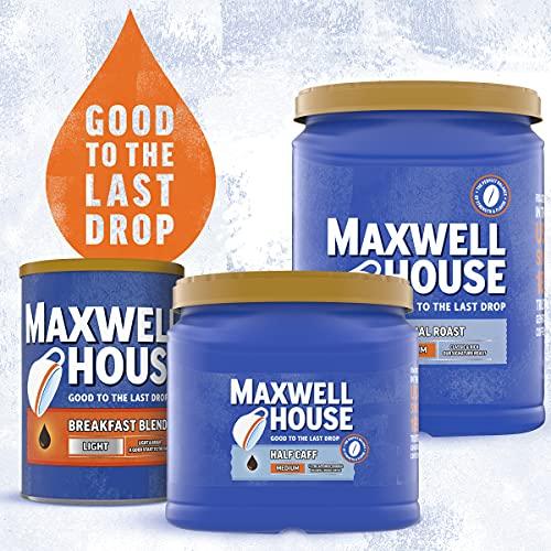 MAXWELL HOUSE Maxwell House Half Caff Medium Roast Ground Coffee with 1/2 the Caffeine (2 ct Pack, 25.6 oz Canisters)
