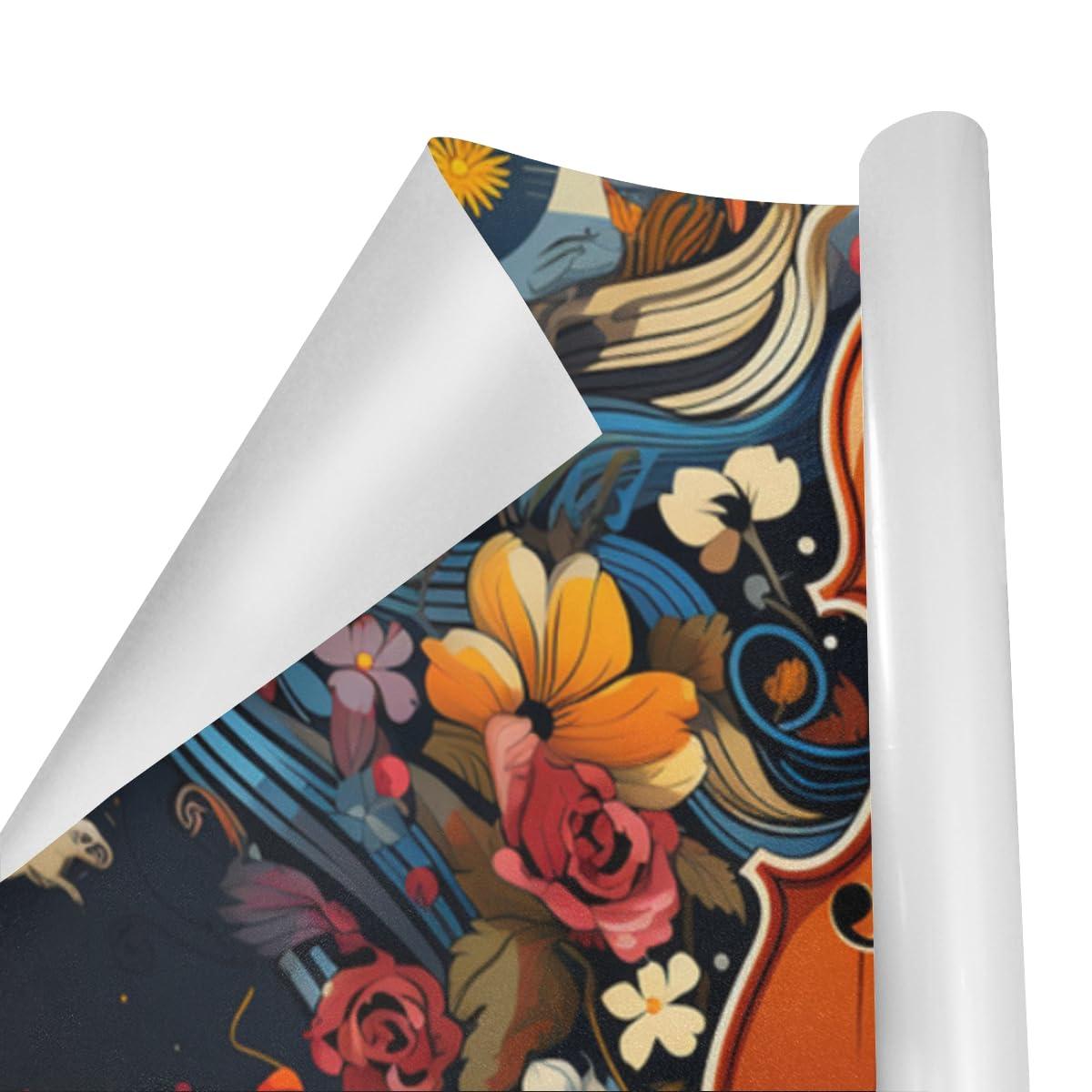 DNOVING DNOVING 2 Rolls Vintage violin Birthday Wrapping Paper - 58 x 23 inch Gift Wrapping Paper for Boys & Girls Birthday & Friendsmas GWP-287893006