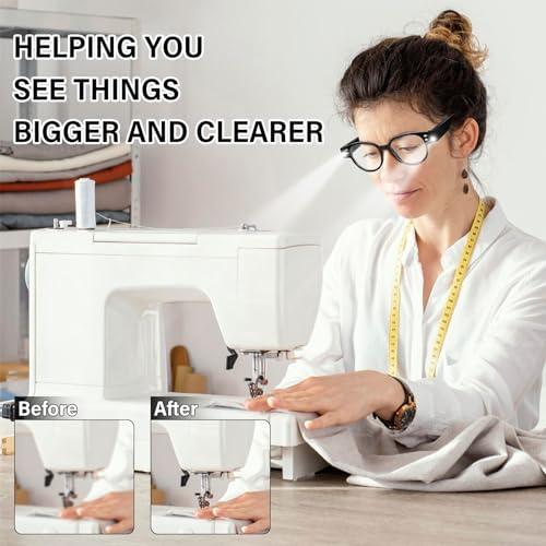 DuanMei Reading Glasses with Lights Bright LED Readers Magnifying Glasses with Lights Reading Glasses with LED Light Blue Light Blocking Glasses Lighted Magnifier Nighttime Reader Lighted Eye Glasses(+250)