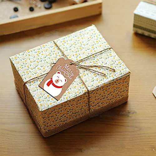 TrlaFy 120PCS Christmas Gift Tags Brown Kraft Paper Christmas Gift Tags Hanging Name Tags Labels with Twine String for Christmas Gift Wrap, DIY Arts and Crafts, Wedding