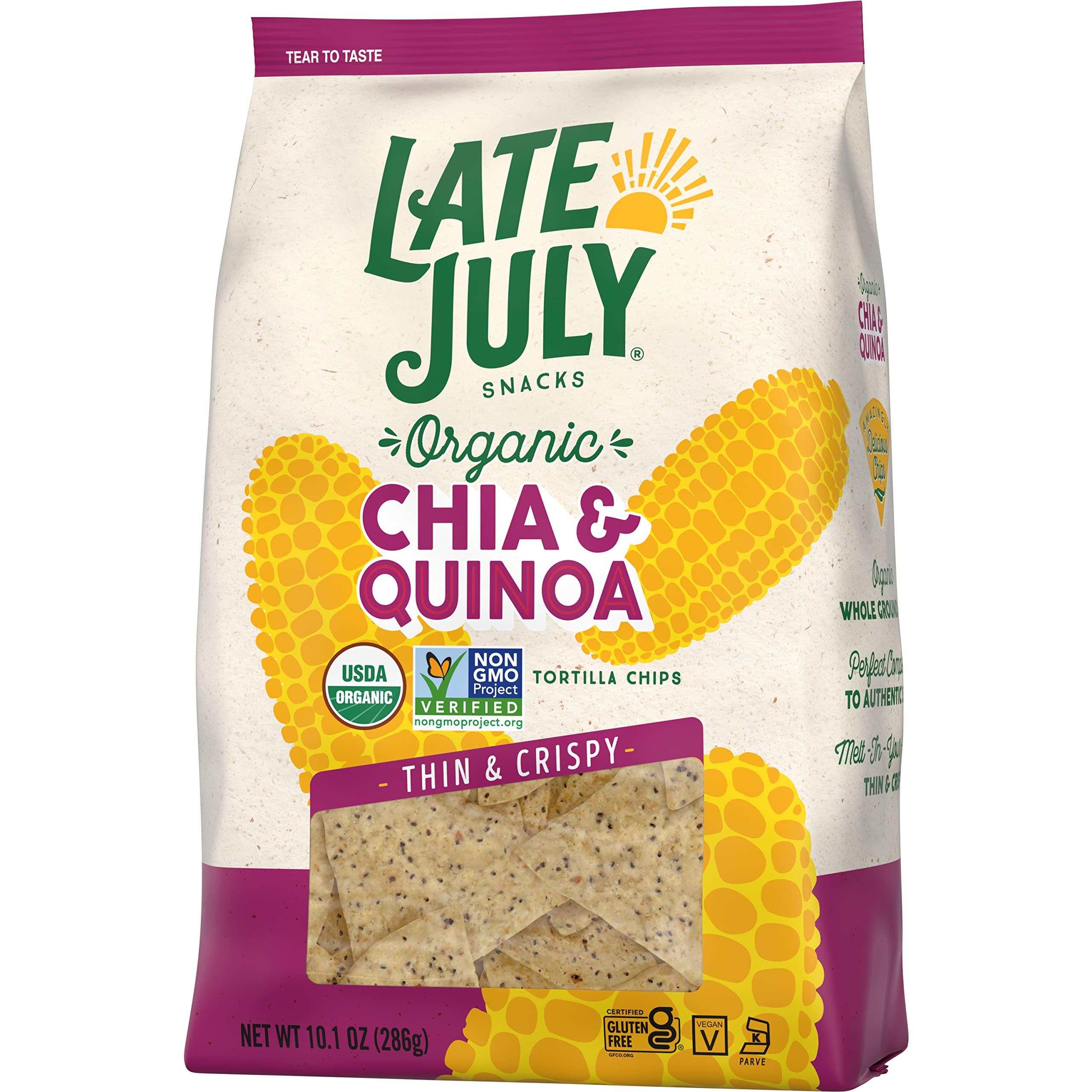 Late July Late July Snacks Thin and Crispy Organic Tortilla Chips with Chia and Quinoa, 10.1 oz Bag