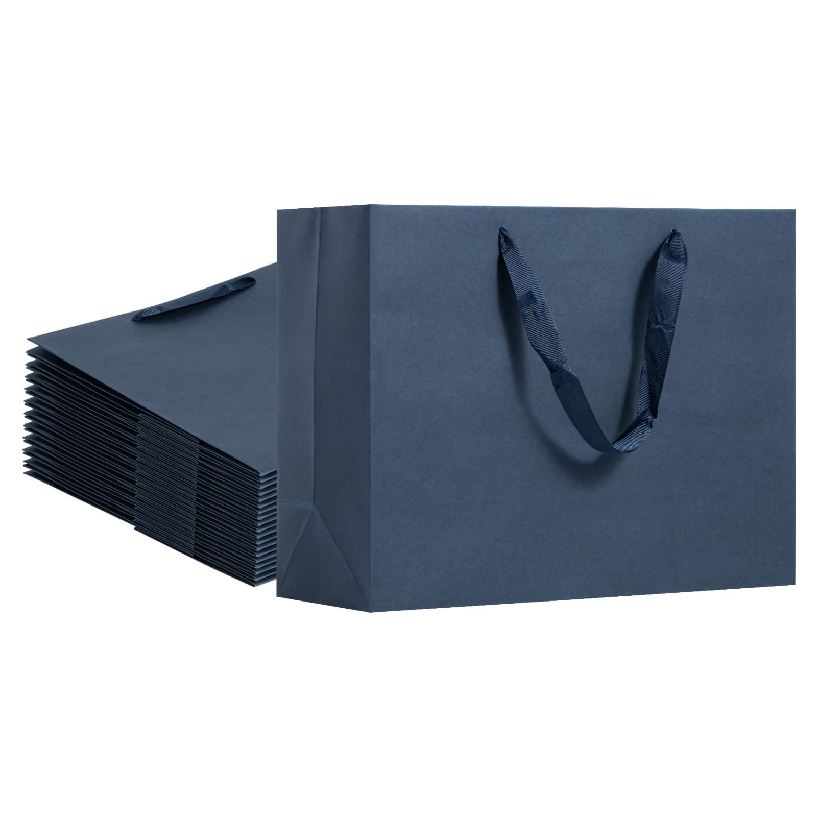 Dasofine Dasofine 25pcs Navy Blue Gift Bags, Large Gift Bags 13\" x 5\" x 10\", Thick Kraft Paper Favor Bags, Gift Bags with Handles for Party, Wedding, Baby Shower
